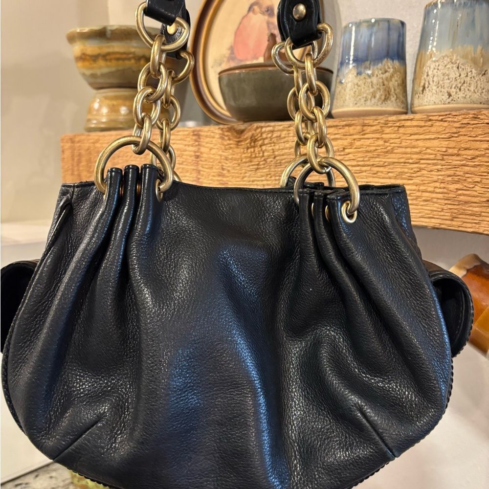 Amazing Y2K Black Pebbled Leather Juicy Couture Shoulder Bag - Picture 6 of 15